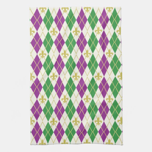 Mardi Gras Argyle Kitchen Towel Kökshandduk (Vertikal)