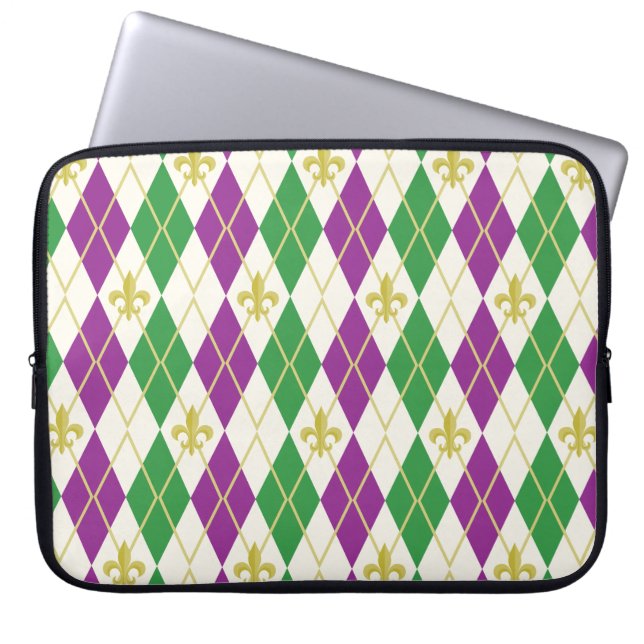 Mardi Gras Argyle Laptop sleeve (Framsidan)