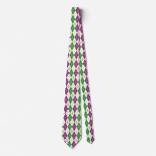 Mardi Gras Argyle Manarna Neck Tie Slips