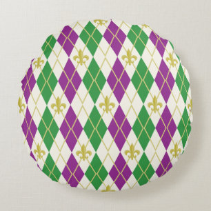 Mardi Gras Argyle Rund Kudd Kudde