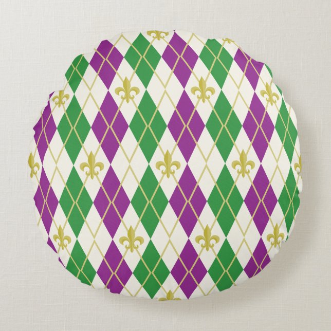 Mardi Gras Argyle Rund Kudd Kudde (Framsidan)