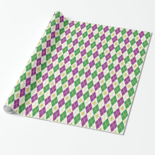 Mardi Gras Argyle som slår in papper Presentpapper