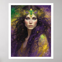 Mardi Gras Art Nuevo Woman Headbit Long Hair