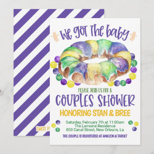 Mardi Gras Baby Par Shower Inbjudan