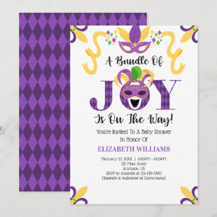 Mardi Gras Baby Shower Inbjudningar