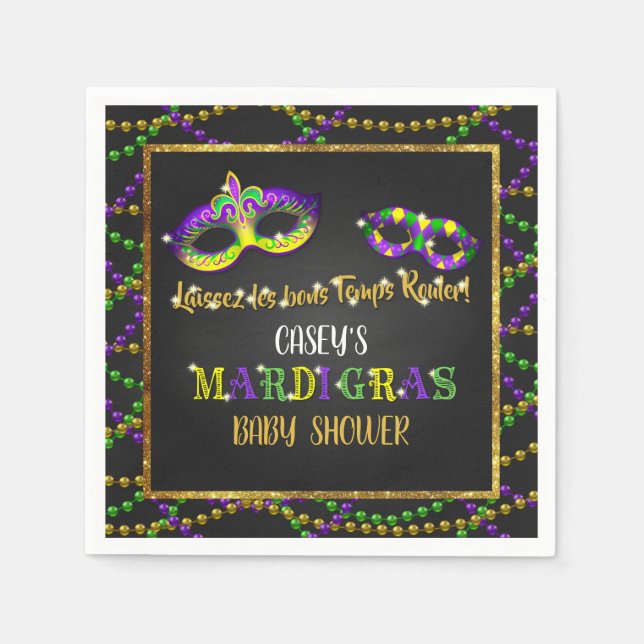 Mardi Gras Baby Shower Pappersservett (Framsidan)
