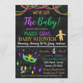 Mardi Gras Baby Shower Party-inbjudan Inbjudningar