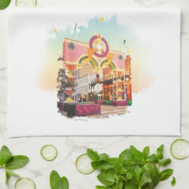 Mardi Gras-båge Galveston, akvarellinspirerad Kökshandduk