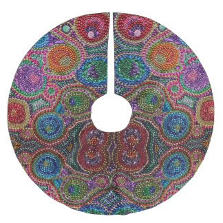 Mardi Gras Bead Anpassningsbar Träd Skirt Julgransmatta Borstad Polyester