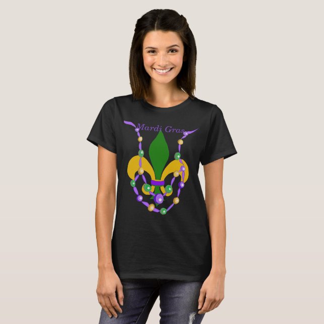 Mardi Gras Bead Necklace och Fleur de Lis Tee (Hel framsida)