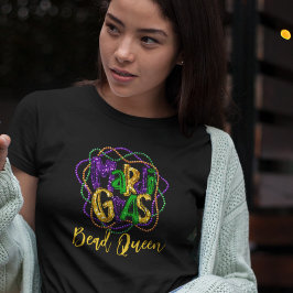 Mardi Gras Bead Queen Anpassningsbar Text T Shirt