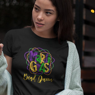 Mardi Gras Bead Queen Anpassningsbar Text T Shirt