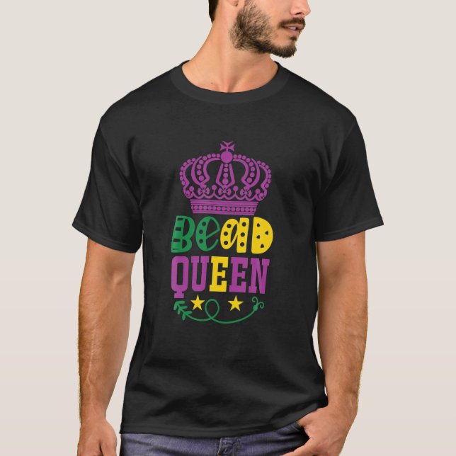 Mardi Gras Bead Queen Krona T Shirt (Framsida)