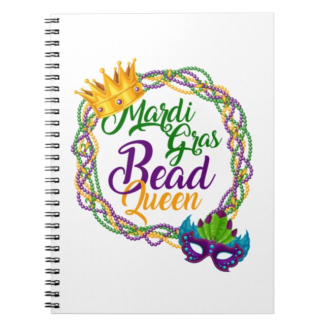Mardi Gras Bead Queen Tjock Tisdag Carnival Anteckningsbok (Framsidan)