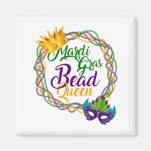 Mardi Gras Bead Queen Tjock Tisdag Carnival Magnet