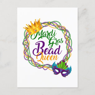 Mardi Gras Bead Queen Tjock Tisdag Carnival Vykort