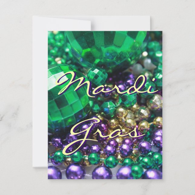 Mardi Gras Bead Throws Customized Party-inbjudan Inbjudningar (Framsida)
