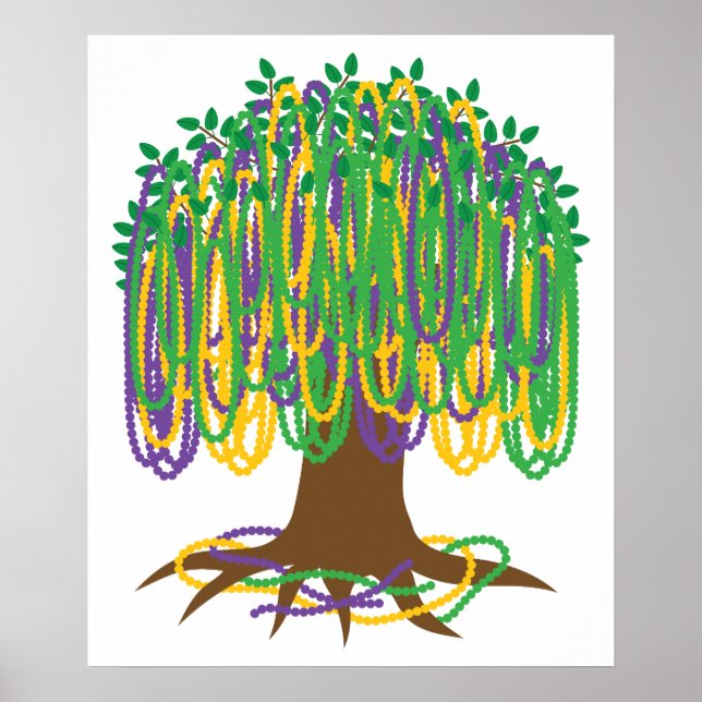 Mardi Gras Bead-Träd Carnival Poster (Framsidan)
