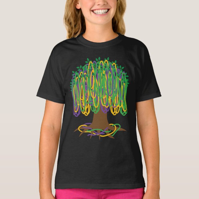 Mardi Gras Bead-Träd Carnival T Shirt (Framsida)