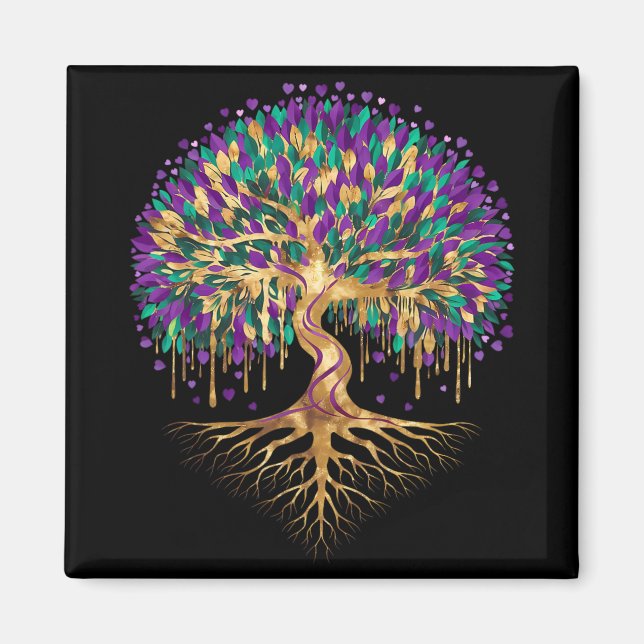 Mardi Gras Bead Tree Carnival New Orleans 2025 Wom Magnet (Framsidan)