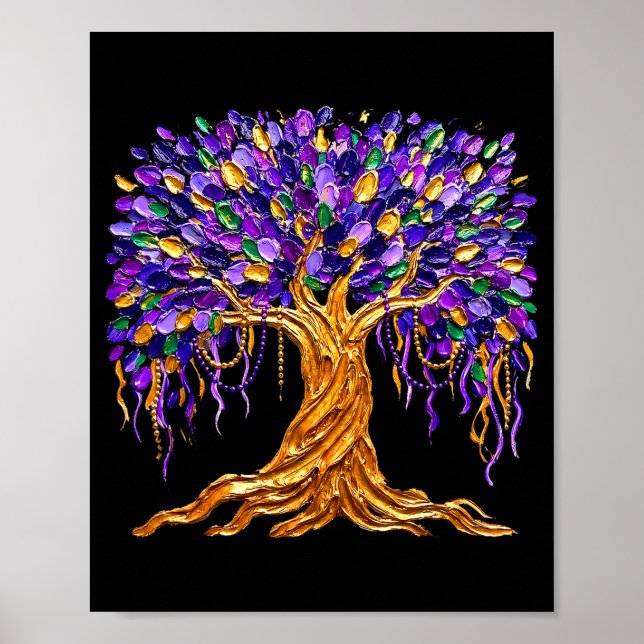 Mardi Gras Bead Tree Carnival New Orleans Women Me Poster (Framsidan)