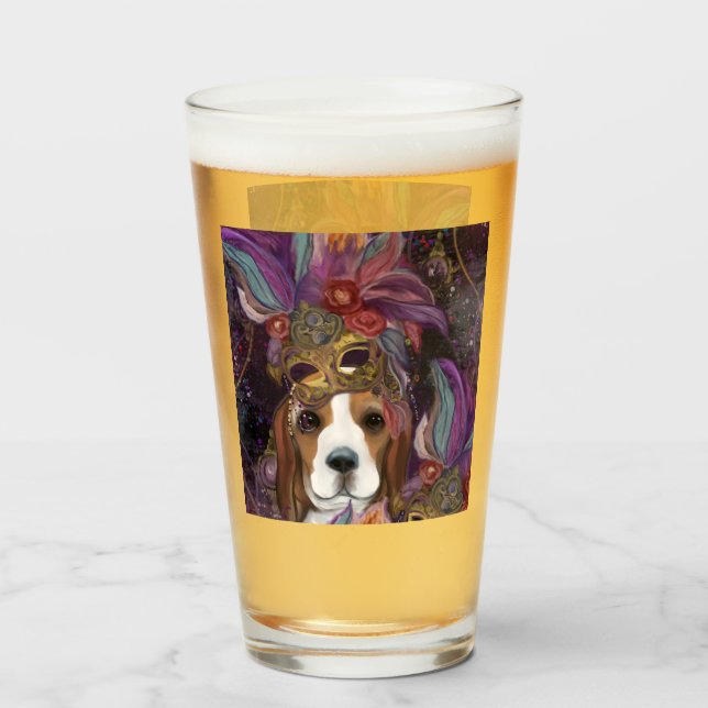 MARDI GRAS BEAGLE GLASKOPP (Baksida fylld)
