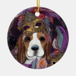 MARDI GRAS BEAGLE JULGRANSPRYDNAD KERAMIK