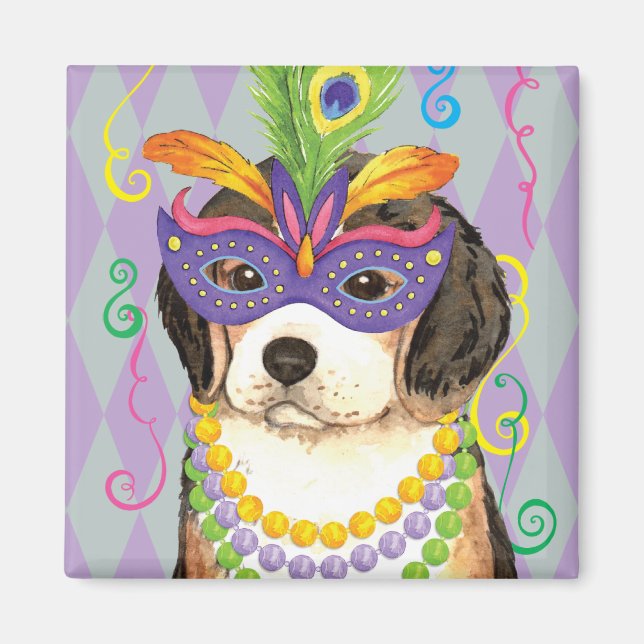 Mardi Gras Beagle Magnet (Framsidan)