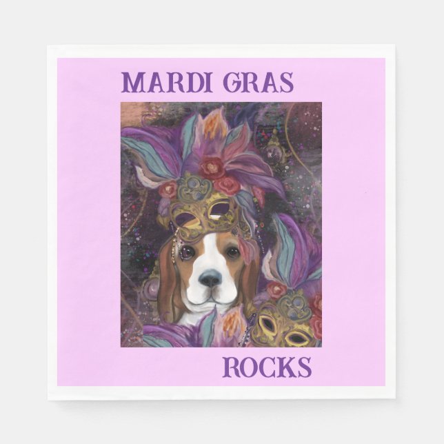MARDI GRAS BEAGLE PAPPERSSERVETT (Framsidan)