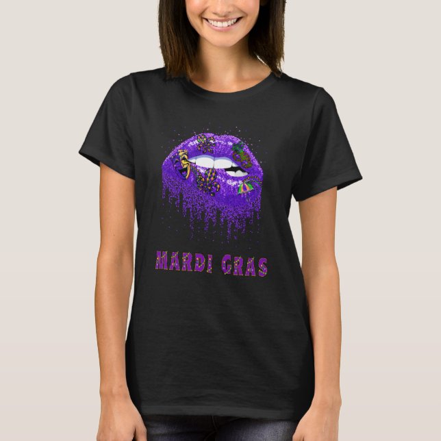 Mardi Gras Beautiful Colorful Lips T Shirt (Framsida)