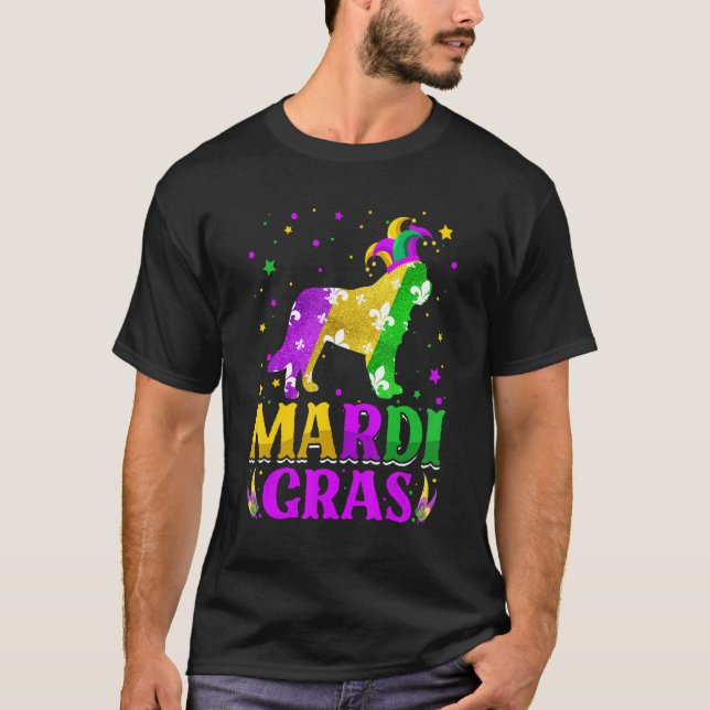 Mardi Gras Bernard Dog Lover Carnival Jester T Shirt (Framsida)