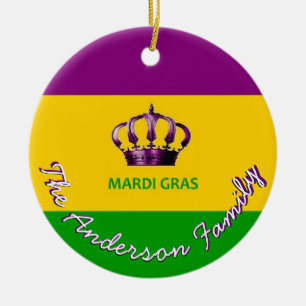 Mardi Gras beställnings- prydnad med tillbaka NOL Julgransprydnad Keramik