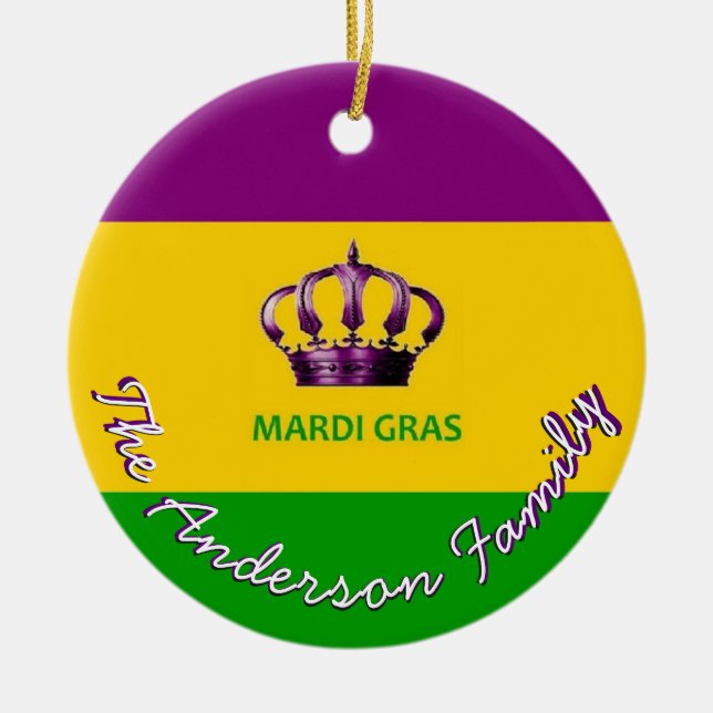 Mardi Gras beställnings- prydnad med tillbaka NOLA Julgransprydnad Keramik (Framsidan)