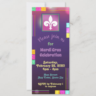 Mardi Gras Biljett Inbjudan