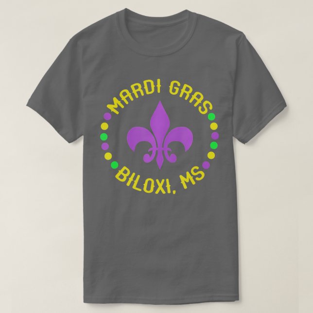 Mardi Gras Biloxi Mississippi Fleur De Lis Pärlor  T Shirt (Design framsida)