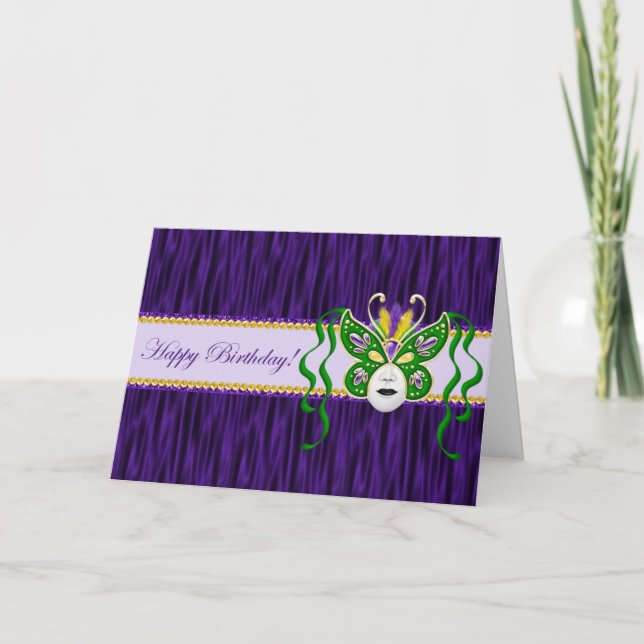 Mardi Gras Birthday Card Kort (Framsida)