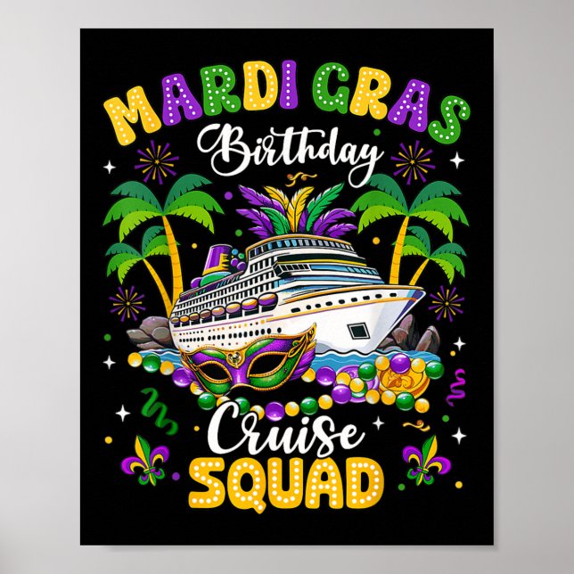 Mardi Gras Birthday Cruise Squad Mardi Gras Carniv Poster (Framsidan)
