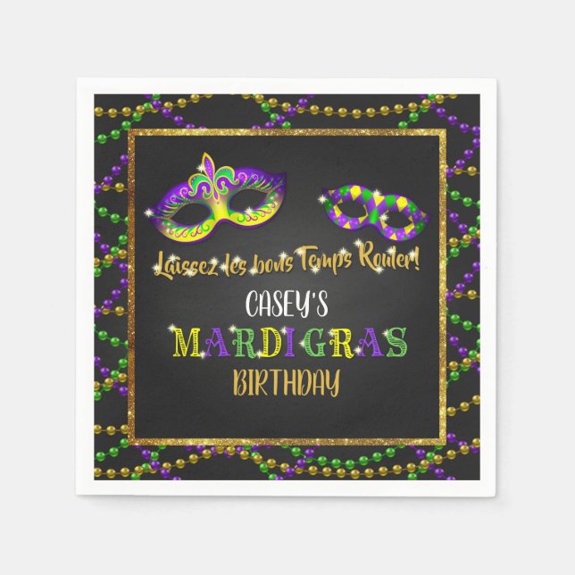 Mardi Gras Birthday Pappersservett (Framsidan)