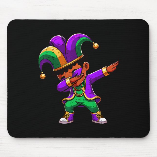 Mardi Gras Black Boys Dabbing Funny Outfit Jester Musmatta (Framsidan)