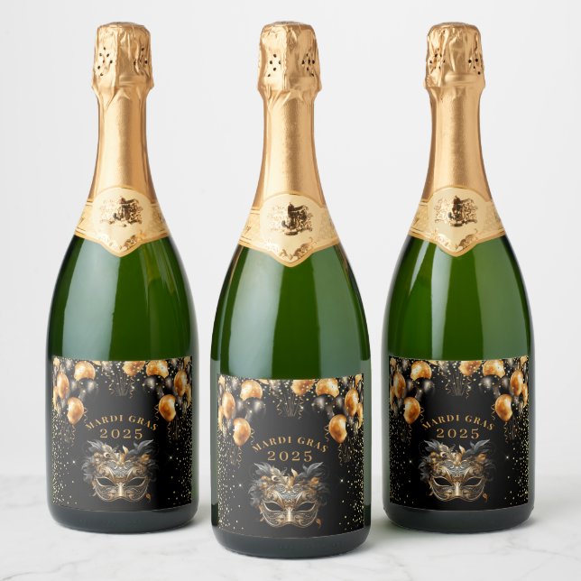 Mardi Gras Black Guld Glitter Party (Flaskor)