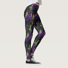 Mardi Gras blommönster Leggings