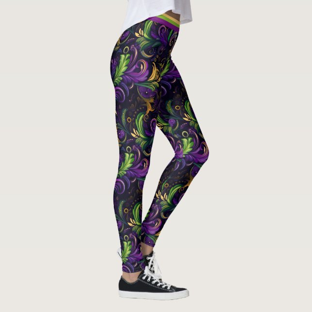 Mardi Gras blommönster Leggings (Höger)