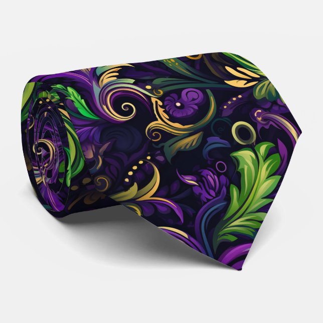 Mardi Gras blommönster Slips (Rullad)