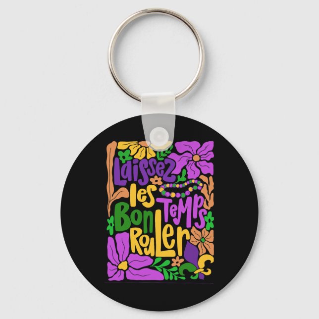 Mardi Gras Boho Laissez Les Bon Temps Rouler Fleur Nyckelring (Framsida)