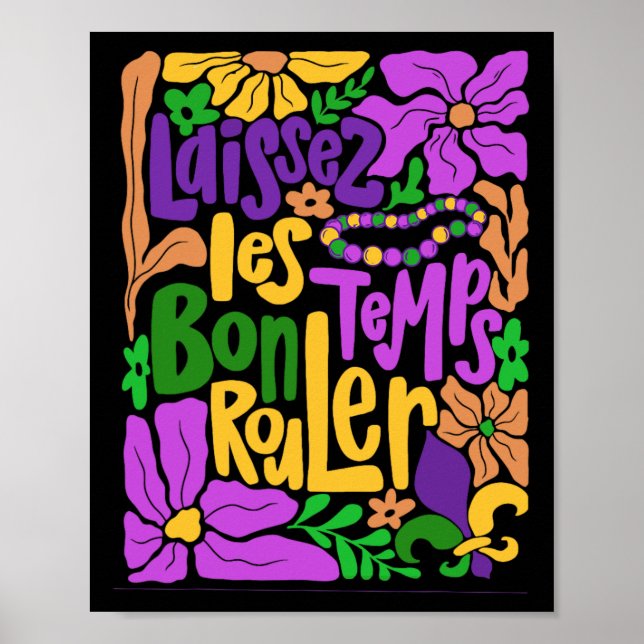 Mardi Gras Boho Laissez Les Bon Temps Rouler Fleur Poster (Framsidan)