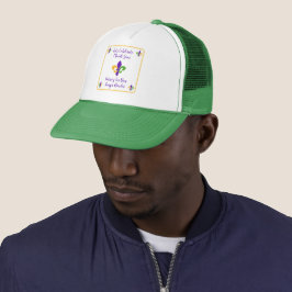 Mardi Gras Bon Temp Grön Gul Lila Fleur de Lis Keps