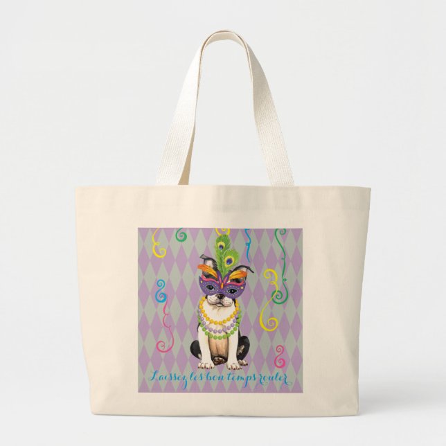 Mardi Gras Boston Terrier Jumbo Tygkasse (Framsidan)