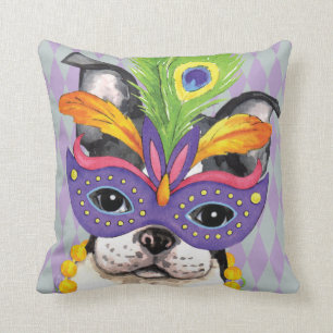 Mardi Gras Boston Terrier Kudde