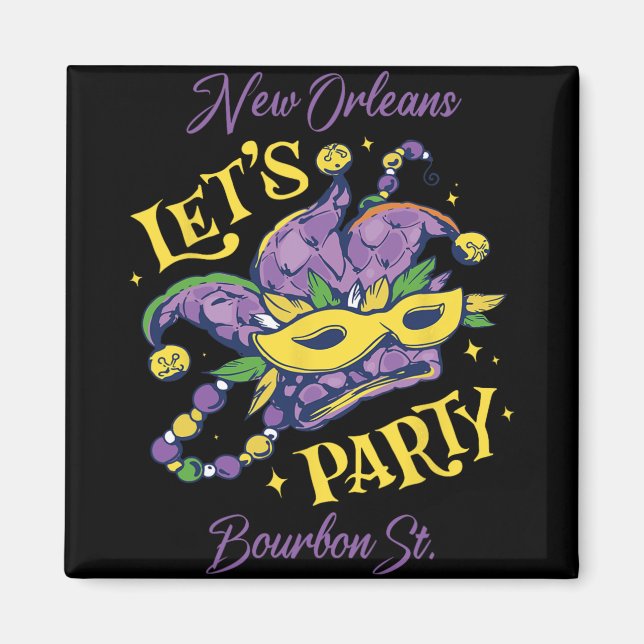 Mardi Gras Bourbon Street New Orleans Souvenir Lou Magnet (Framsidan)
