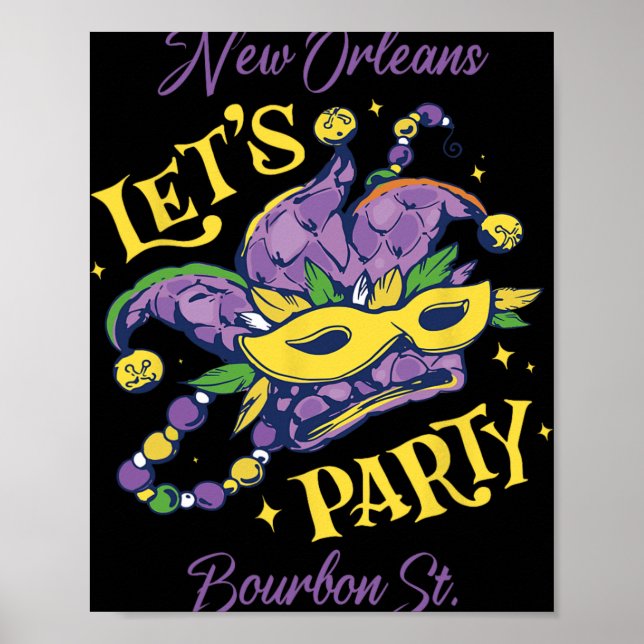 Mardi Gras Bourbon Street New Orleans Souvenir Lou Poster (Framsidan)